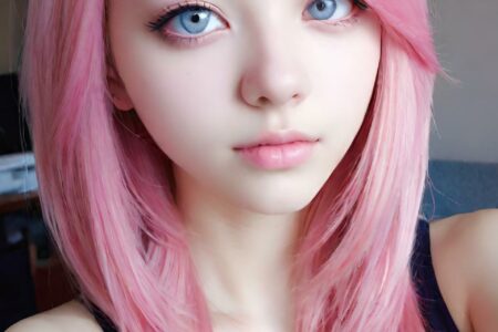 AI girl with pink hair wallpaper