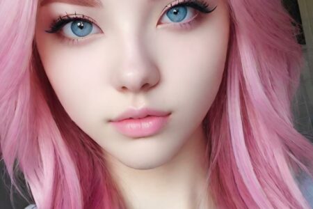 AI girl with pink hair wallpaper