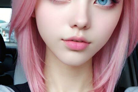 AI girl with pink hair wallpaper