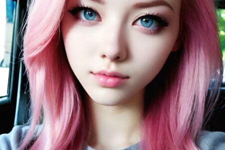 AI girl with pink hair wallpaper
