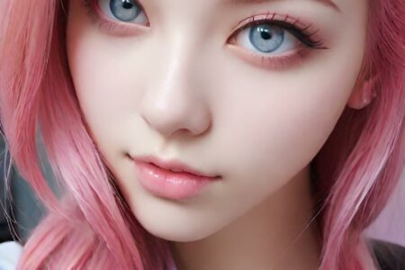 AI girl with pink hair wallpaper