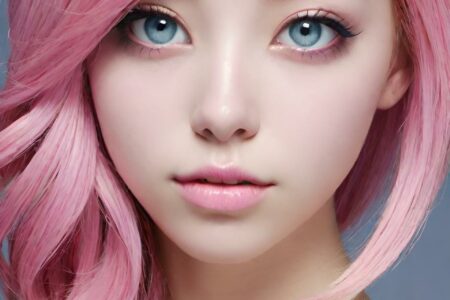 AI girl with pink hair wallpaper
