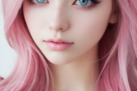 AI girl with pink hair wallpaper