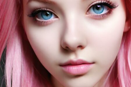 AI girl with pink hair wallpaper