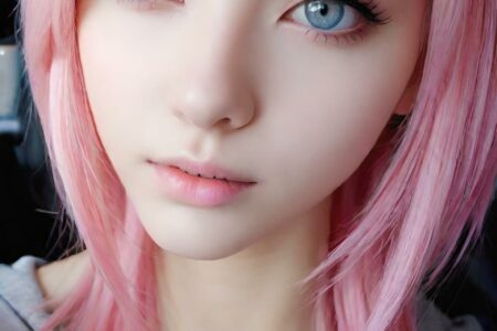 AI girl with pink hair wallpaper