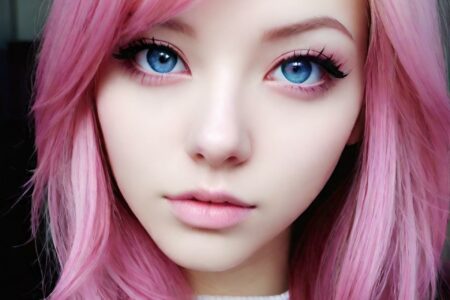 AI girl with pink hair wallpaper