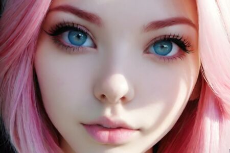 AI girl with pink hair wallpaper