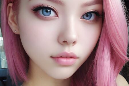AI girl with pink hair wallpaper