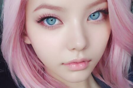 AI girl with pink hair wallpaper