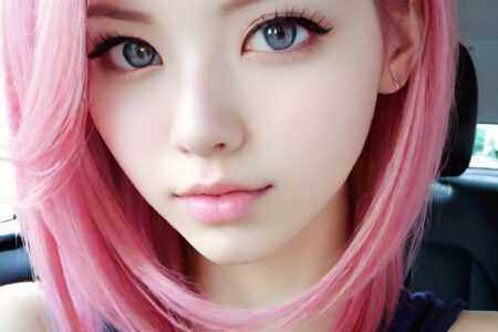 AI girl with pink hair wallpaper