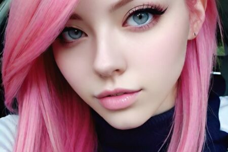 AI girl with pink hair wallpaper
