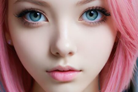 AI girl with pink hair wallpaper