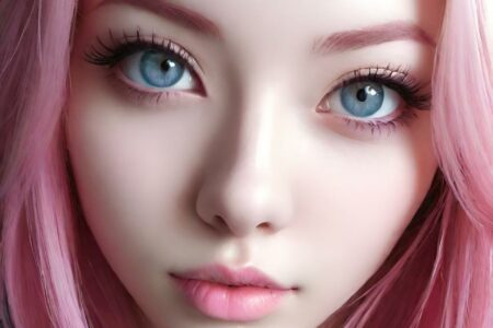 AI girl with pink hair wallpaper