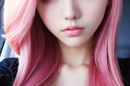 AI girl with pink hair wallpaper