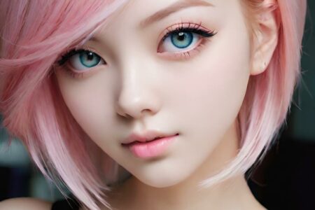 AI girl with pink hair wallpaper