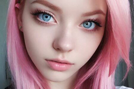 AI girl with pink hair wallpaper