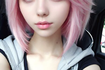 AI girl with pink hair wallpaper