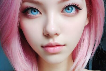 AI girl with pink hair wallpaper