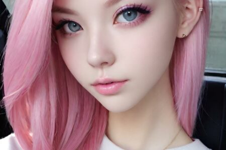 AI girl with pink hair wallpaper