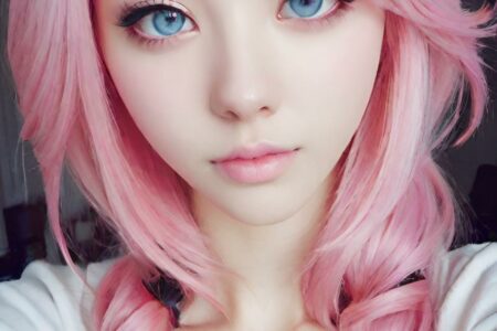 AI girl with pink hair wallpaper