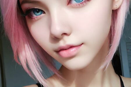 AI girl with pink hair wallpaper