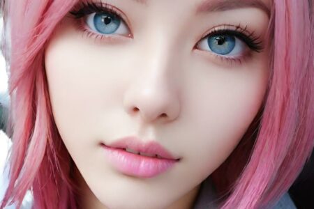 AI girl with pink hair wallpaper