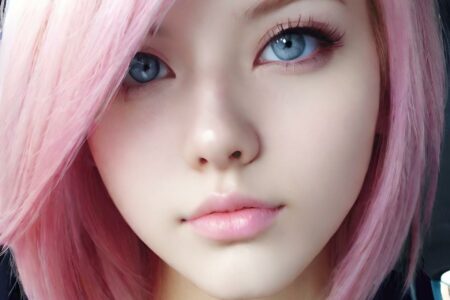 AI girl with pink hair wallpaper