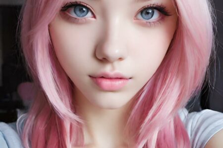 AI girl with pink hair wallpaper
