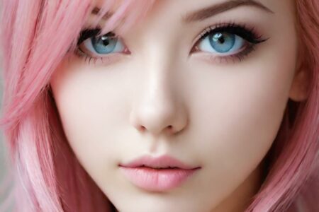 AI girl with pink hair wallpaper