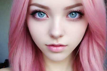 AI girl with pink hair wallpaper