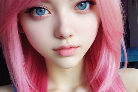 AI girl with pink hair wallpaper