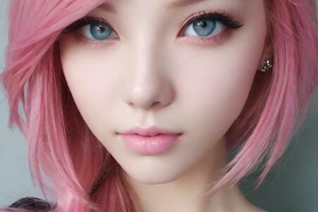 AI girl with pink hair wallpaper
