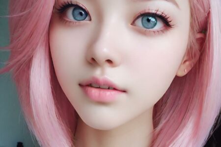 AI girl with pink hair wallpaper