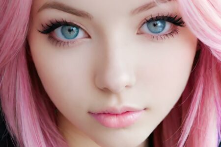 AI girl with pink hair wallpaper