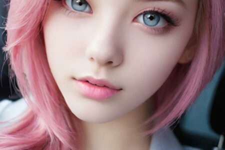 AI girl with pink hair wallpaper