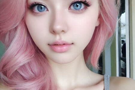 AI girl with pink hair wallpaper