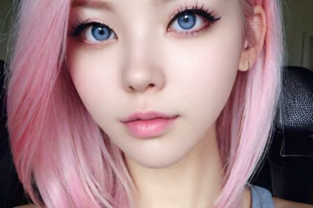 AI girl with pink hair wallpaper