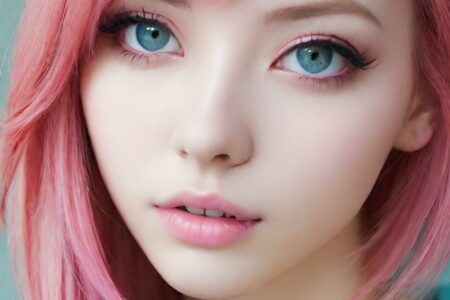 AI girl with pink hair wallpaper