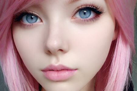 AI girl with pink hair wallpaper
