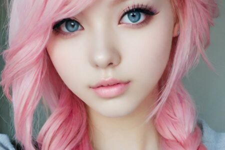 AI girl with pink hair wallpaper
