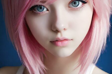 AI girl with pink hair wallpaper