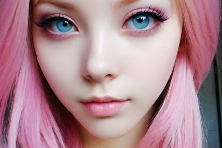 AI girl with pink hair wallpaper