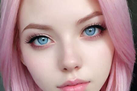 AI girl with pink hair wallpaper