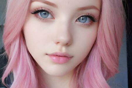 AI girl with pink hair wallpaper