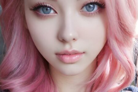 AI girl with pink hair wallpaper
