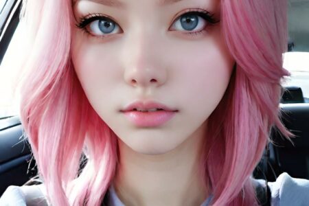 AI girl with pink hair wallpaper