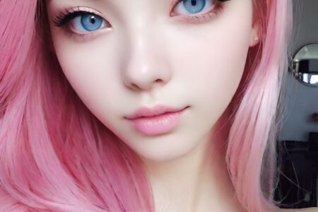 AI girl with pink hair wallpaper