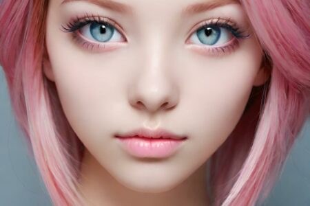 AI girl with pink hair wallpaper
