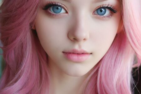 AI girl with pink hair wallpaper
