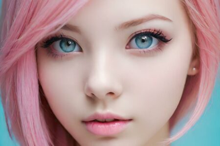 AI girl with pink hair wallpaper